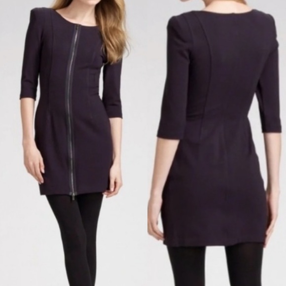 Theory Susan Classical Front Zip Bodycon Dress Black Sz 10 - Picture 1 of 16